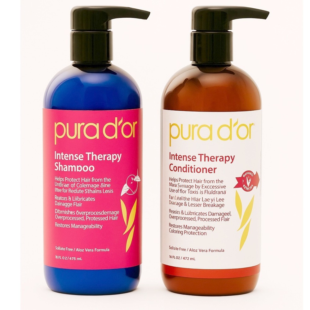 Pura D'or Intense Therapy‎ Shampoo & Conditioner Set Damaged Hair 16 fl oz